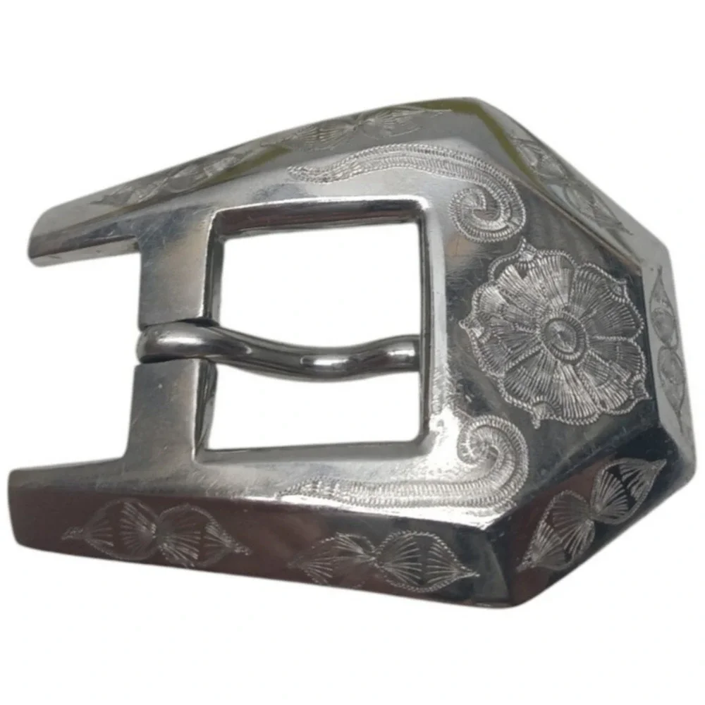 Cowgirl Western Engraved‎ Silver Tone 2
